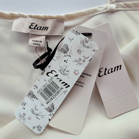 NWT Etam Milky Washable Silk Lace Detail Slip Chemise Nightie in Pearl Size S - Picture 8 of 14